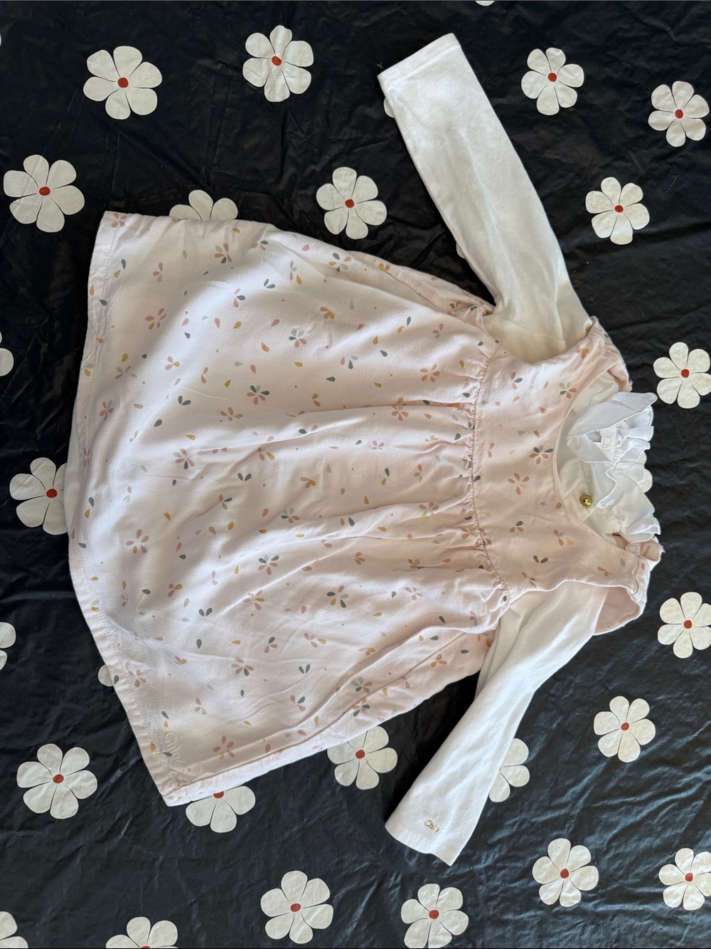 Authentic Chloé Baby 2-Piece Printed Dress & Ruffled Bodysuit Set (6M)